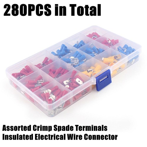 Assortment 280Pcs Insulated Wire Connectors Crimp Spade Terminals Plugs Auto Car - Picture 10 of 10