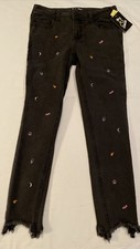 NWT Girls Art Class Black Skinny Fringe Jeans Size 12