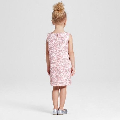 Toddler Girls' Blush Floral Paisley Jacquard Shift Dress Victoria Beckham Small - Picture 2 of 5