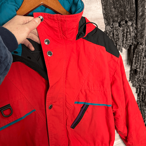 Roffe Boys Juniors Red Blue Vintage Ski Snow Hooded Jacket Size 16 - Picture 6 of 11