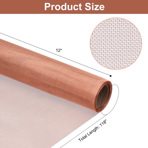 Copper Mesh Screen 12" x 118" 40 Mesh Copper Screen Woven Wire Mesh Screen - Picture 5 of 6