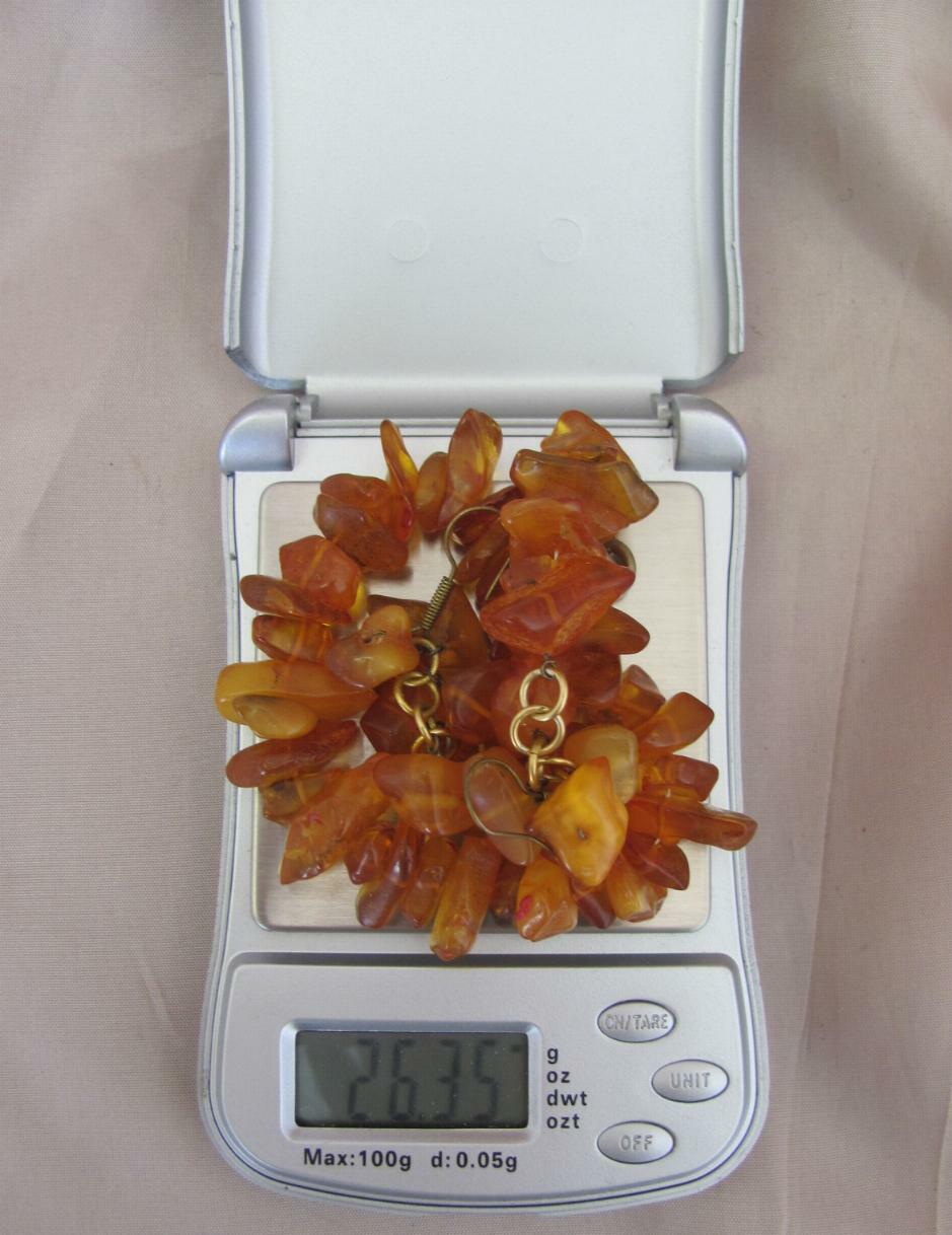 VINTAGE NATURAL AMBER SET EAR RINGS & BRACELET GORĄCE zapasy