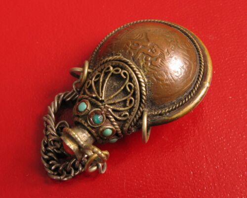 ANTIQUE CHINESE ASIAN MIDDLE EAST SNUFF PERFUME MEDICINE BOTTLE BRONZE GEMSTONE - Picture 13 of 13