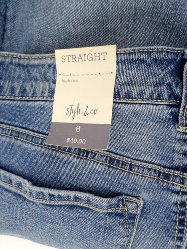 NEW Style & Co Women's Destroyed Ripped Crop Straight Cuffed Blue Jeans Sz 6 NWT - Picture 5 of 9