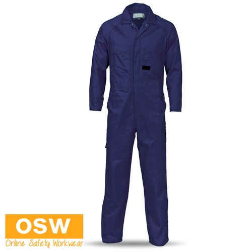 Mens Medium Blue Navy COVERALLS Metal Press Stud Work Polyester Cotton 3102 - Picture 4 of 4