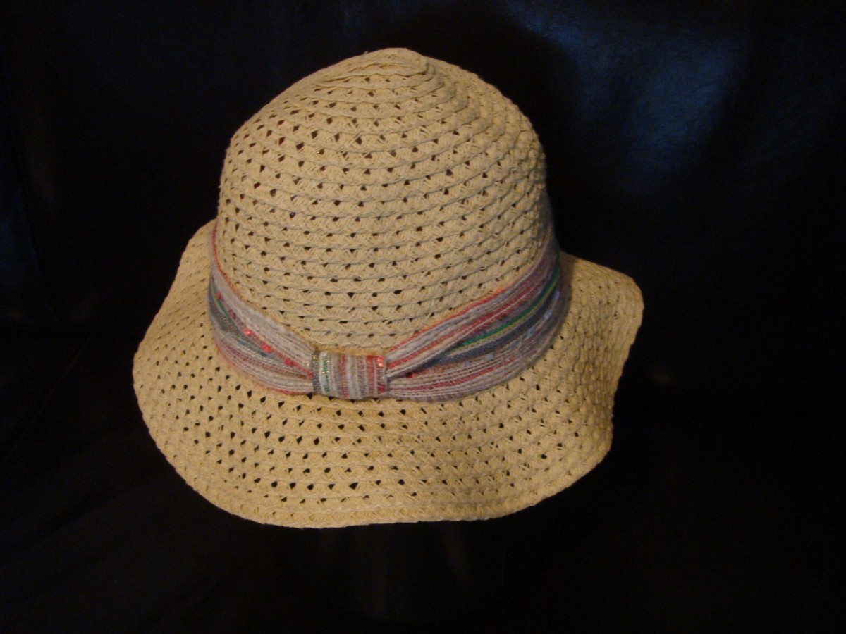 Woven Straw-Like Neutral Natural OS Beach Hat Multicolor 