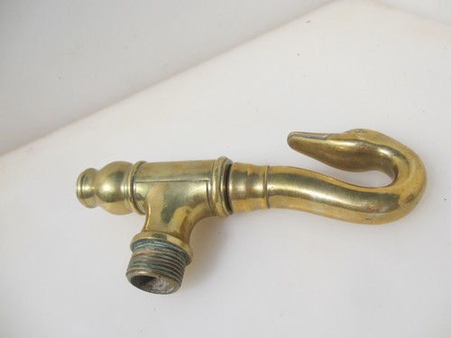 Victorian French Brass Swan Head Faucet Tap Sink Basin Antique Old 9"H - Picture 10 of 17