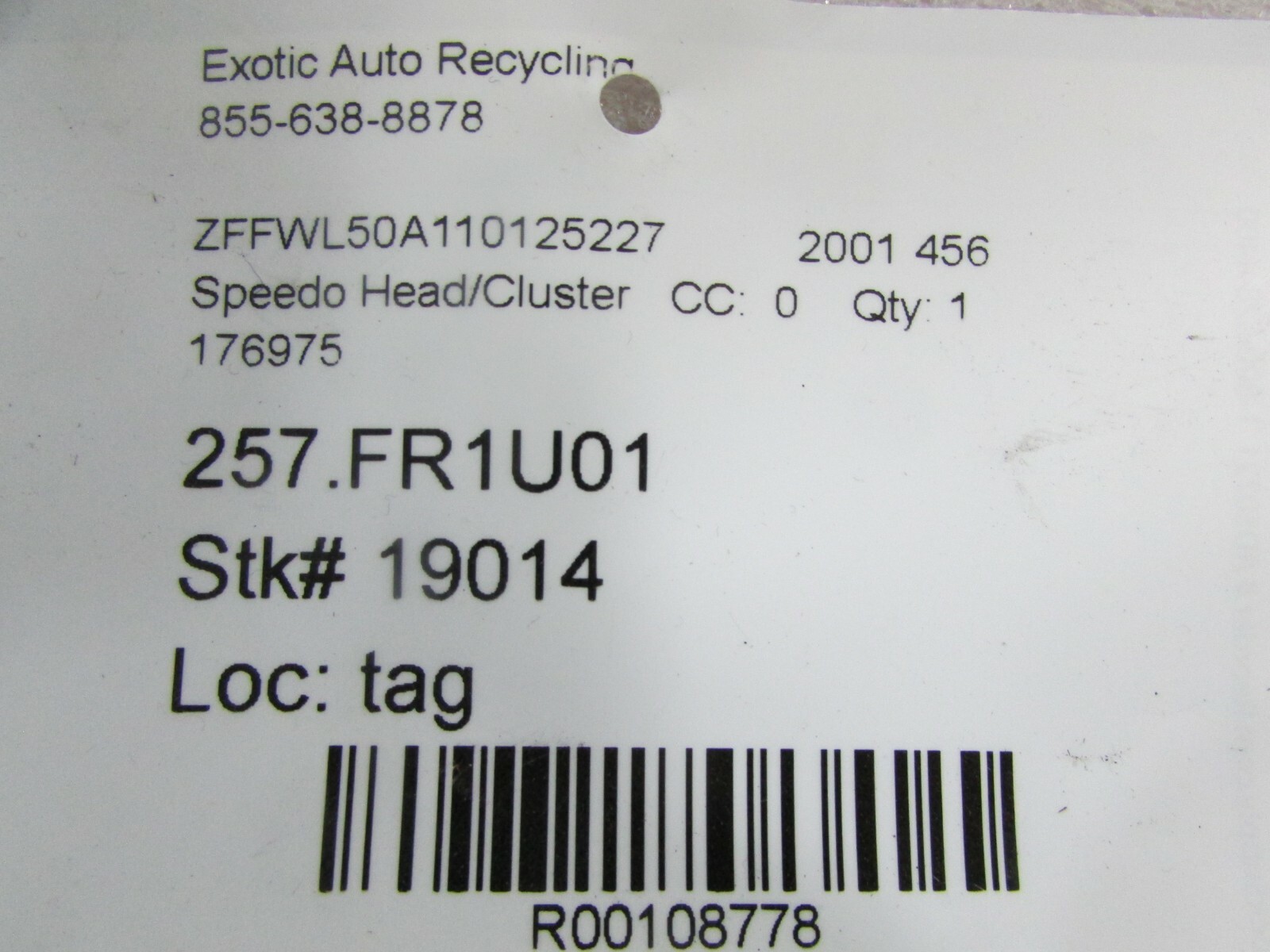 Ferrari 456, Speedometer Head Cluster, Used, P/N 176975