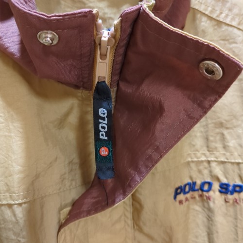 Vintage Polo Sport Ralph Lauren Jacket Men's L Windbreaker Beige Tan Flag Logo - Picture 4 of 18
