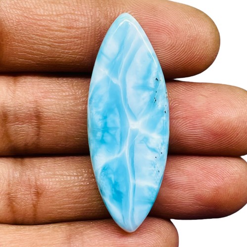35.45 Cts Natural Larimar 41x15mm Marquise Loose Cabochon Untreated Gemstone - Picture 2 of 9