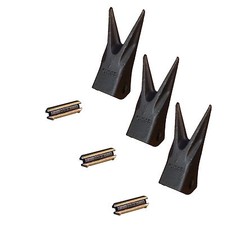 3 Backhoe, Excavator, Skid Bucket Twin Tiger Rock Tooth w Pins- TT230L, T23P