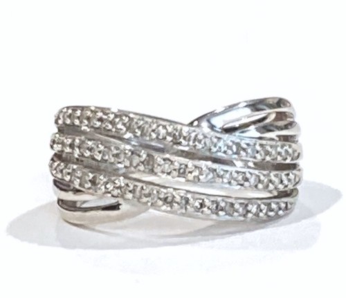 Gorgeous Sterling Affinity Diamonds 1/3 tcw Diamond 3 Row Crossover Ring Sz 6 - Picture 3 of 5
