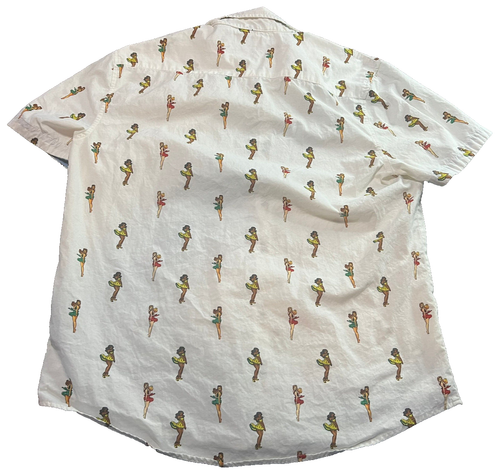 Forever 21 Mens White Short Sleeve Button Down Shirt Pin Up Girls Size Medium - Picture 5 of 5