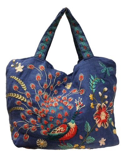 JOHNNY WAS Vibrant Blue Grace Linen Shoulder and Crossbody Tote Bag - Picture 2 of 3