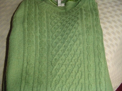 White Stuff Longpullover/Kleid grün Zopfmuster 8