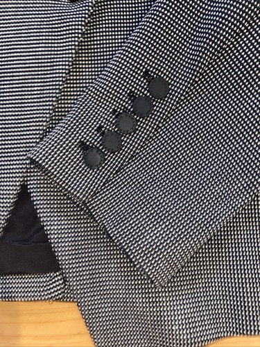 Chaqueta Blazer Banana Republic Mujer Talla 14 Doble Pecho Negro Blanco Ojo de Pájaro - Imagen 14 de 16