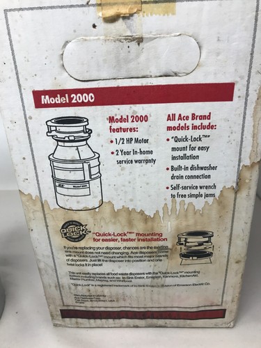 ACE Food Waste Disposer 1/2 HP Gray Model 2000 #47982 ~ NEW box rough - Imagen 7 de 9