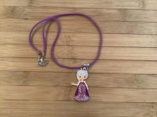 Elsa from Frozen purple suede cord necklace- 18 -20 inches.