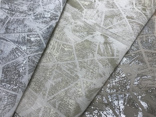 Printed curtain fabric by Romo linen metallic Art Deco material curtains 140cm - Picture 6 of 23