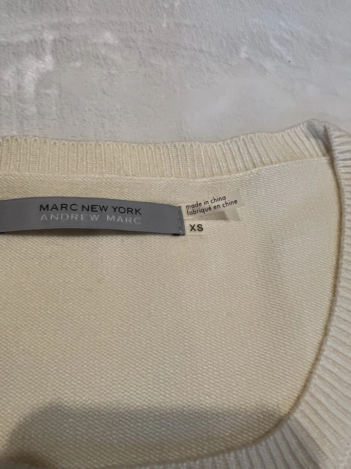 💖Vestido Andrew Marc Blanco Tejido con Cuentas Mangas Largas - Usado, Talla XS Foto 2 de 4