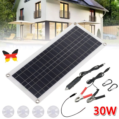 30 Watt 12V Solarpanel Monokristallin Solarmodul Photovoltaik Wohnmobil Camping - Bild 3 von 15