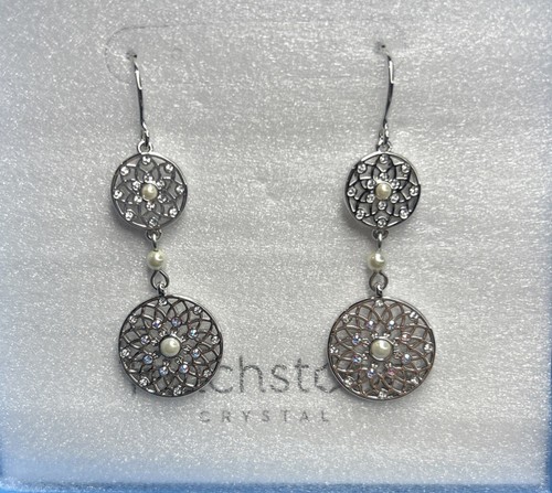 💎Touchstone Crystal Earrings Multicolor 1 3/4” Rhodium New Condition - Picture 8 of 8