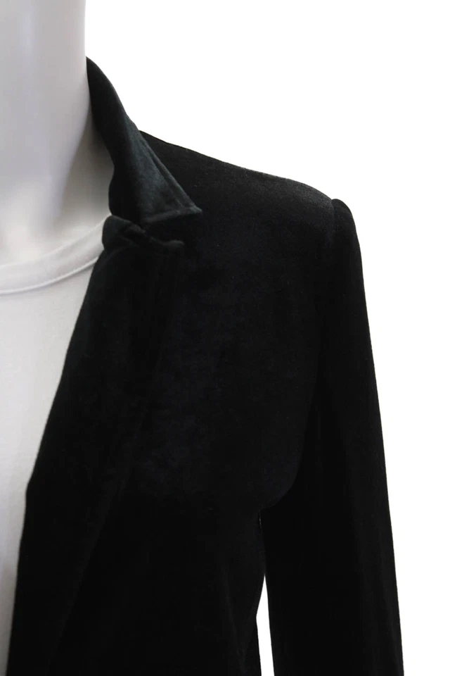 inTempo Firenze Womens Collared Single Button Velvet Blazer Black Size S - Image 2 of 4