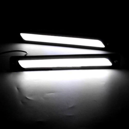 1Pair Universal COB DRL LED Daytime Running Light Strip Car Driving Fog Lamp Bar - Imagen 7 de 14
