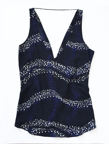 NEW * SANCTUARY Printed Black/Navy/White Draped V-Back Top * S ~ NEW w/Tags - Picture 5 of 11