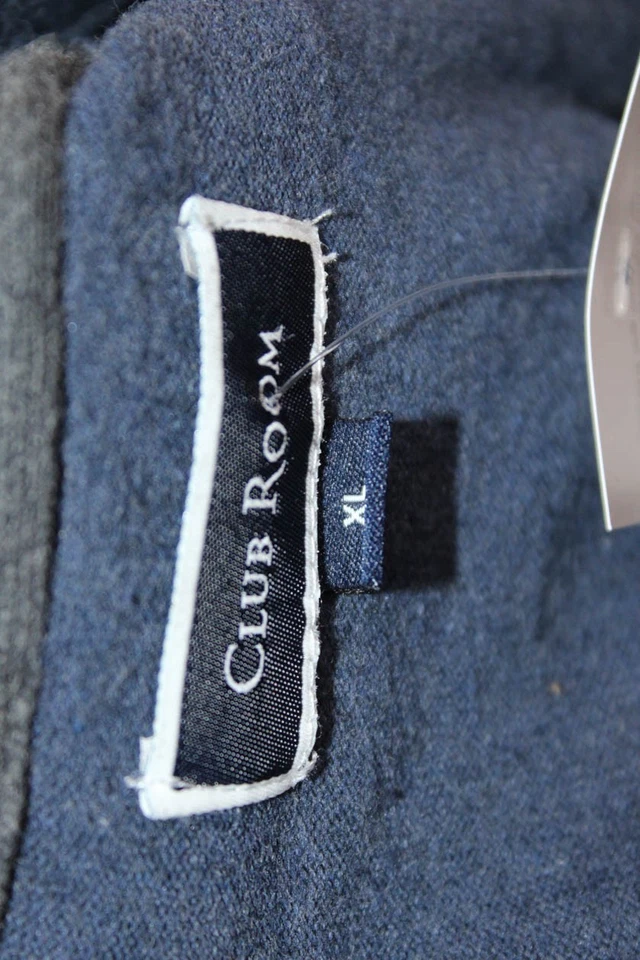 Cárdigan Club Room Para Hombres Azul Oscuro Cuello en V Botón 70% Algodón 30% Nylon Talla XL Foto 4 de 4