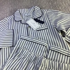 Petite Plume Size 6 Kids Twill Navy French Ticking Pajama Set NWT