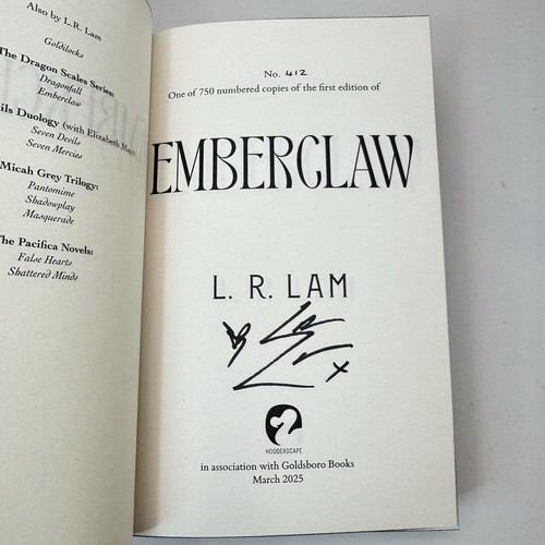 Goldsboro Emberclaw By L. R. Lam Signed Numbered Sprayed Edge Foiled 1st Ed NEW - Picture 9 of 12
