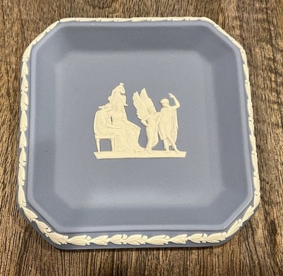 Wedgwood Vintage Jasperware Trinket Dish Blue Greek Mythology Daedalus Icarus 4 