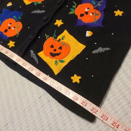 Vintage Studio Collections Halloween Pullover Weste (L) bestickt Kürbisse Fledermäuse süß - Bild 20 von 21