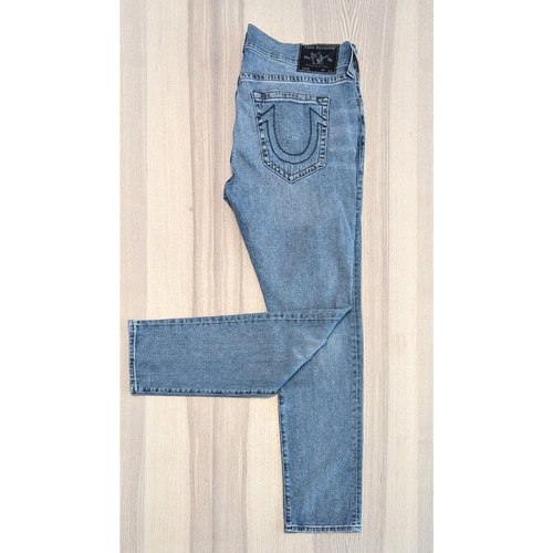 True Religion Mens Rocco Relaxed Skinny Jeans Sz 40 Light Wash Distressed Comfy - Picture 18 of 18