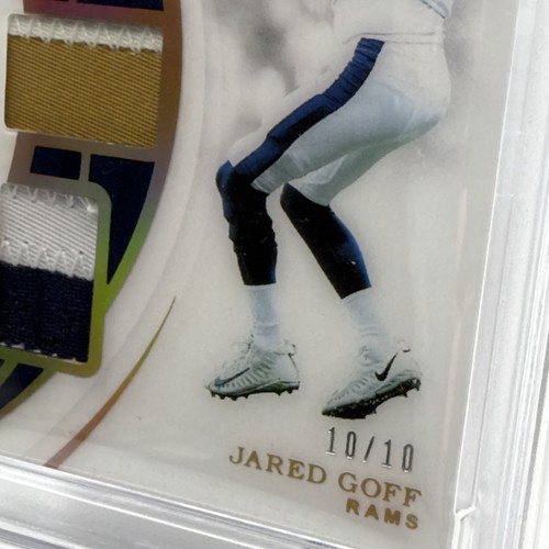 2019 Immaculate Jared Goff Triple Jersey Patch Prime Gold 10/10 PSA 9 #ITJ-8 - Picture 3 of 3