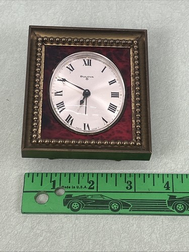 Vintage Mechanical Brass Bulova 8 Desk Watch Alarm Clock Swiss Made - Picture 3 of 4