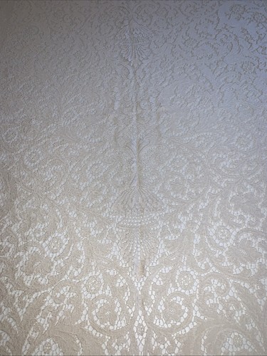 Quäker Spitze Tischdecke Elfenbein Besonder 92x67" Vintage Landhaus Kern Teestube ohne Etikett - Bild 8 von 8