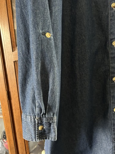 Serengeti Damen Denim Button Down Hemd Größe 1X V-Ausschnitt Kragen Klappärmel - Bild 4 von 9