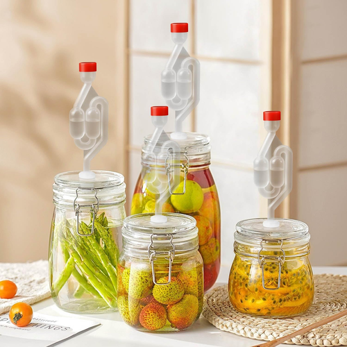 3 Pezzi Gorgogliatore Fermentazione, Trasparente Gorgogliatore, Fermentatore Con - Foto 6 di 12