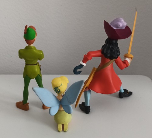 Vintage Lot 3 Figurines Peter Pan Capitaine Crochet Clochette Bullyland - Picture 2 of 8