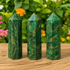 Natural Emerald Tower Point Green Gemstone Crystal Healing Obelisk Wand Decor