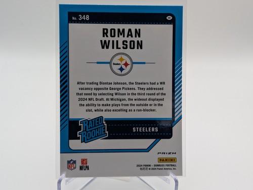 2024 Panini Donruss ROMAN WILSON #348 Rated Rookie Red & Green Optic Preview RC - Bild 2 von 2