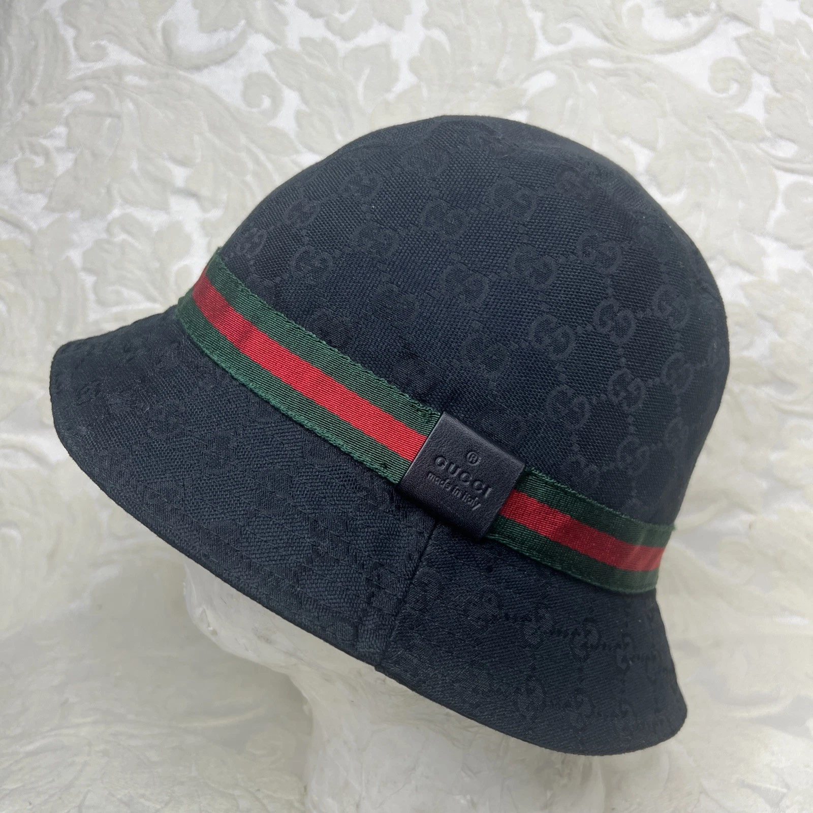 Gucci Bucket Hat Sherry Line GG Canvas Black Size L Men's Authentic
