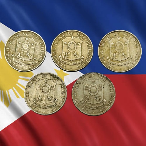 Lotto 5 monete Filippine 10 Centavos - date anni 60 - spedizione combinata - Foto 2 di 2