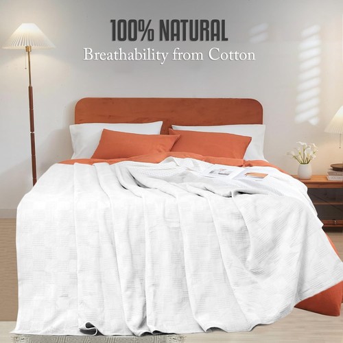 100% Cotton Twin Blanket – White, 90 x 72 Inches – Soft, Lightweight & Breath... - Picture 7 of 8