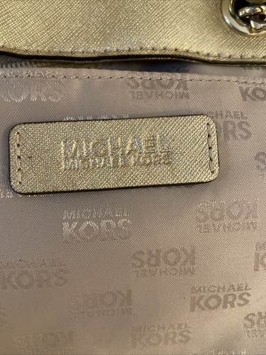 Michael Kors Gold Tone Leather Zip Top Snap Tote Shoulder Bag Purse 14X10X5 - Picture 23 of 23