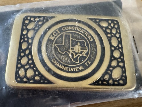 Brass Belt Buckle KCI Constructors Channelview Texas BTS 3x2 in Brand New USA - Picture 2 of 4