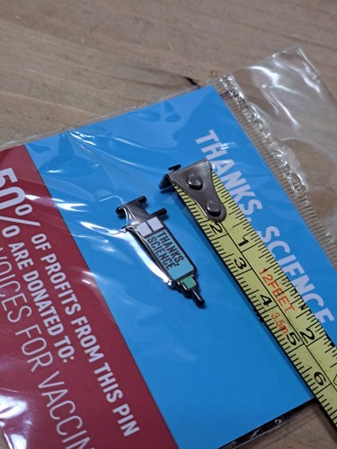 Thanks Science Syringe Vaccination Voices For Vaccines Pin Button Dissent Pins - Imagen 4 de 4