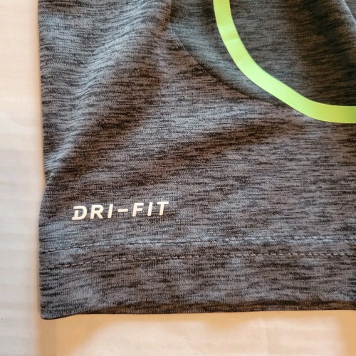 Nike Boy's Dri-Fit Short Sleeve T-Shirt Gray W Green & Black Swoosh Sz Small 4/5 - Picture 5 of 6